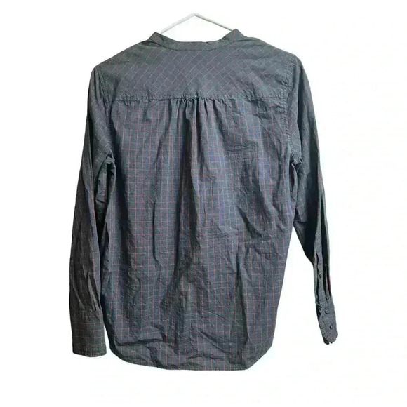 J.Crew Women's Blue Red Mini Windowpane Cotton Ruffle Popover Blouse Size 6 - Picture 8 of 8